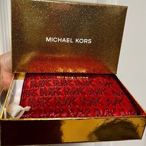 MK Crimson Glitter Wallet BNWT